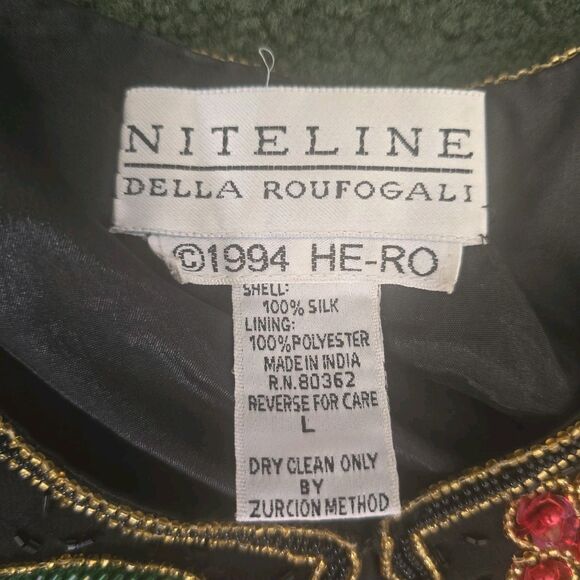 NiteLine By Della Roufogali Floral Silk Sequin  Jacket Size L Christmas New Year - Picture 10 of 10